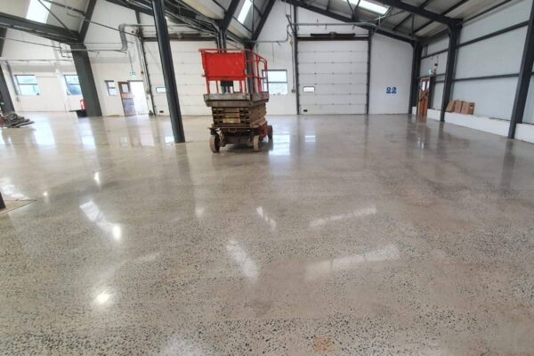Polished concrete warehouse floor